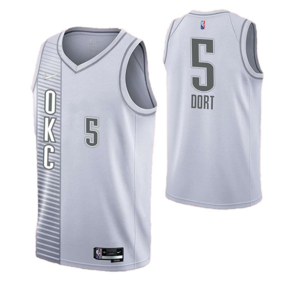 Men's Oklahoma City Thunder Luguentz Dort #5 Nike White 2021/22 Swingman NBA NBA Jersey - City Edition