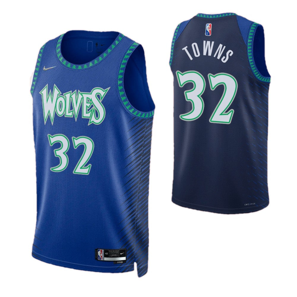 Men's Minnesota Timberwolves Towns #32 Nike Blue 2021/22 Swingman NBA NBA Jersey - City Edition
