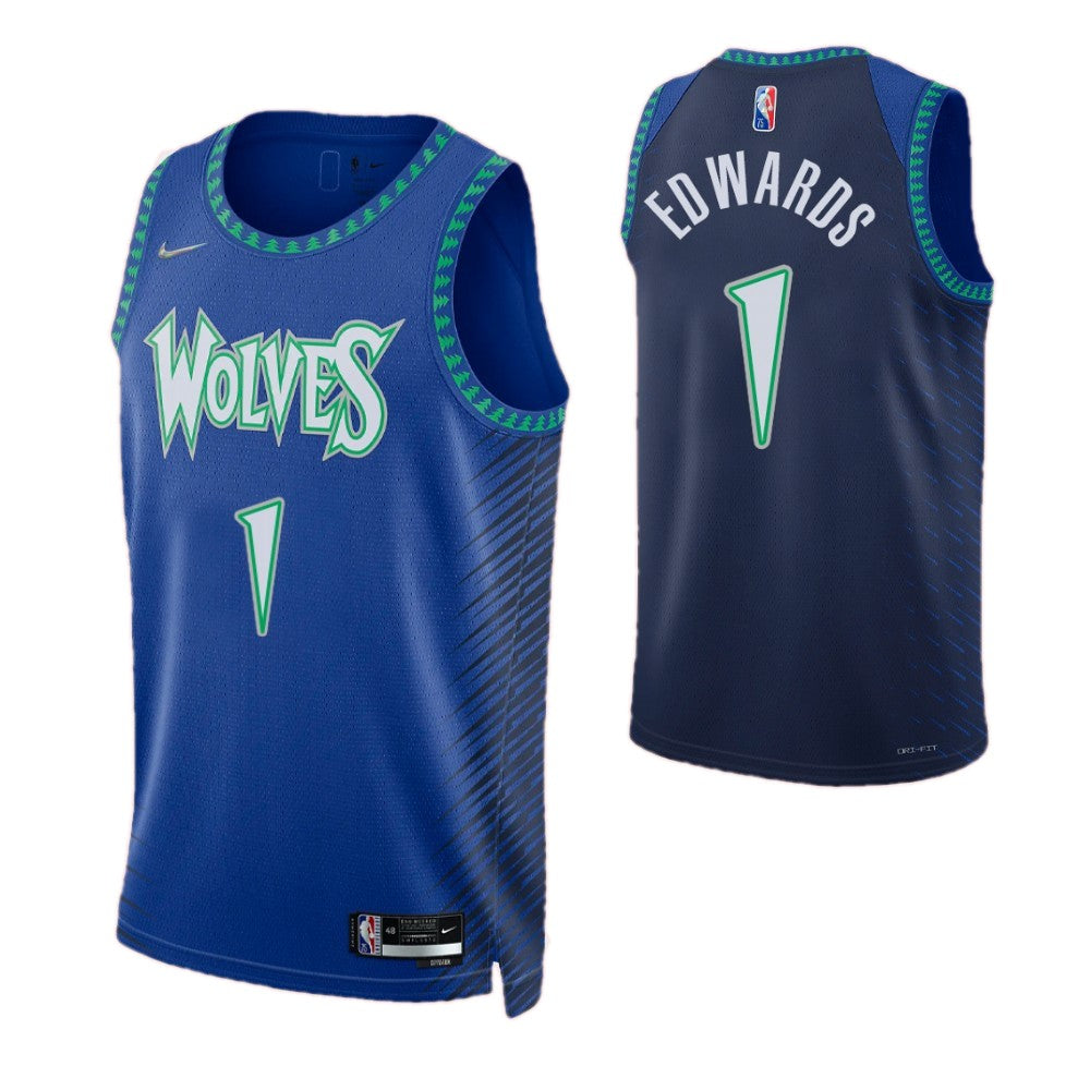 Men's Minnesota Timberwolves Anthony Edwards #1 Nike Blue 2021/22 Swingman NBA NBA Jersey - City Edition