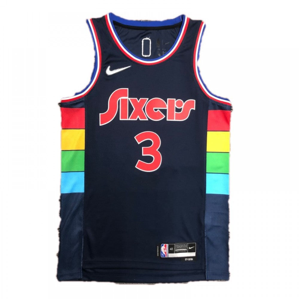Men's Philadelphia 76ers Allen Iverson #3 Nike Navy 2021/22 Swingman NBA NBA Jersey - City Edition