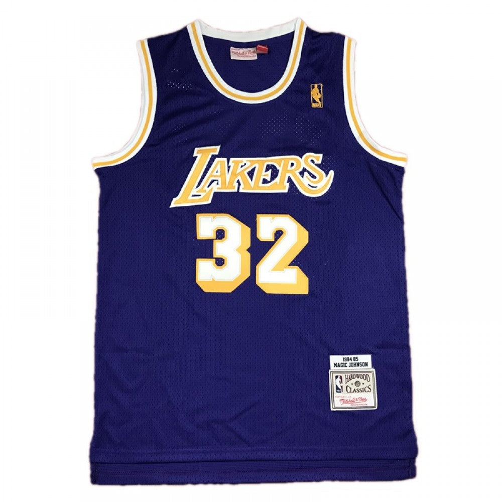 Men's Los Angeles Lakers Magic Johnson #32 Purple 84-85 Hardwood Classics NBA Jersey