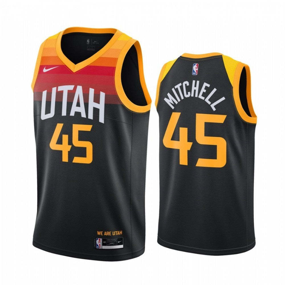Men's Utah Jazz Donovan Mitchell #45 Nike Black Replica Swingman NBA Jersey - City Edition