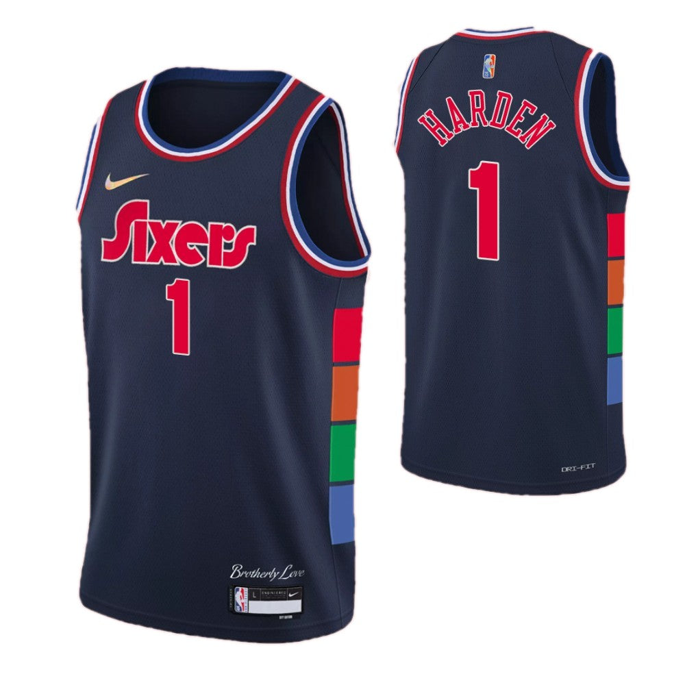 Men's Philadelphia 76ers James Harden #1 Nike Navy 2021/22 Swingman NBA NBA Jersey - City Edition