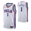 Men's Philadelphia 76ers James Harden #1 Nike White Swingman NBA Jersey - Association Edition
