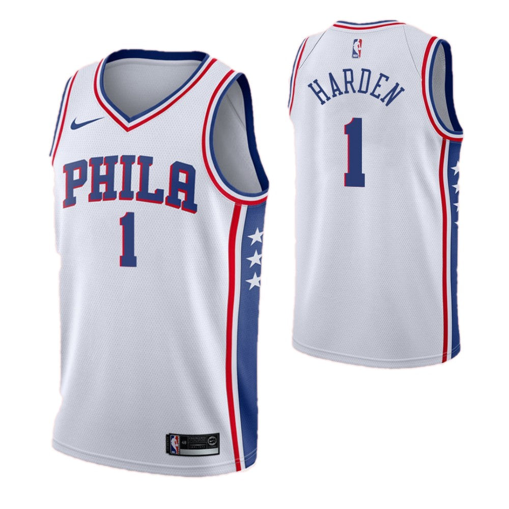 Men's Philadelphia 76ers James Harden #1 Nike White Swingman NBA Jersey - Association Edition