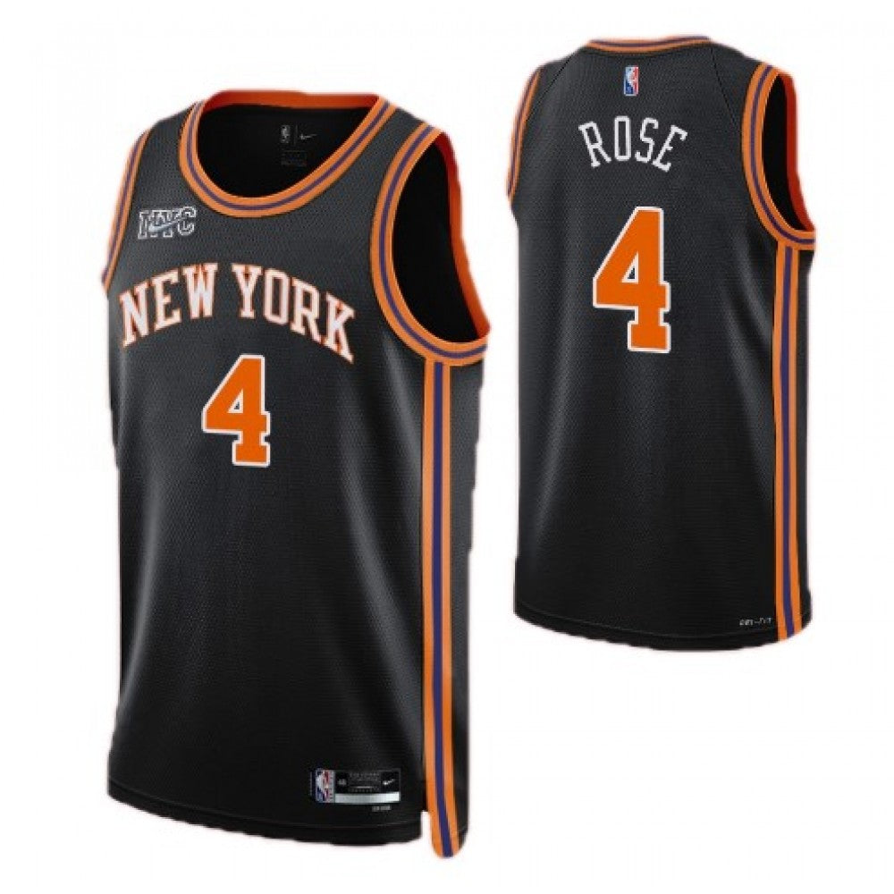 Men's New York Knicks Derrick Rose #4 Nike Black 2021/22 Swingman NBA NBA Jersey - City Edition