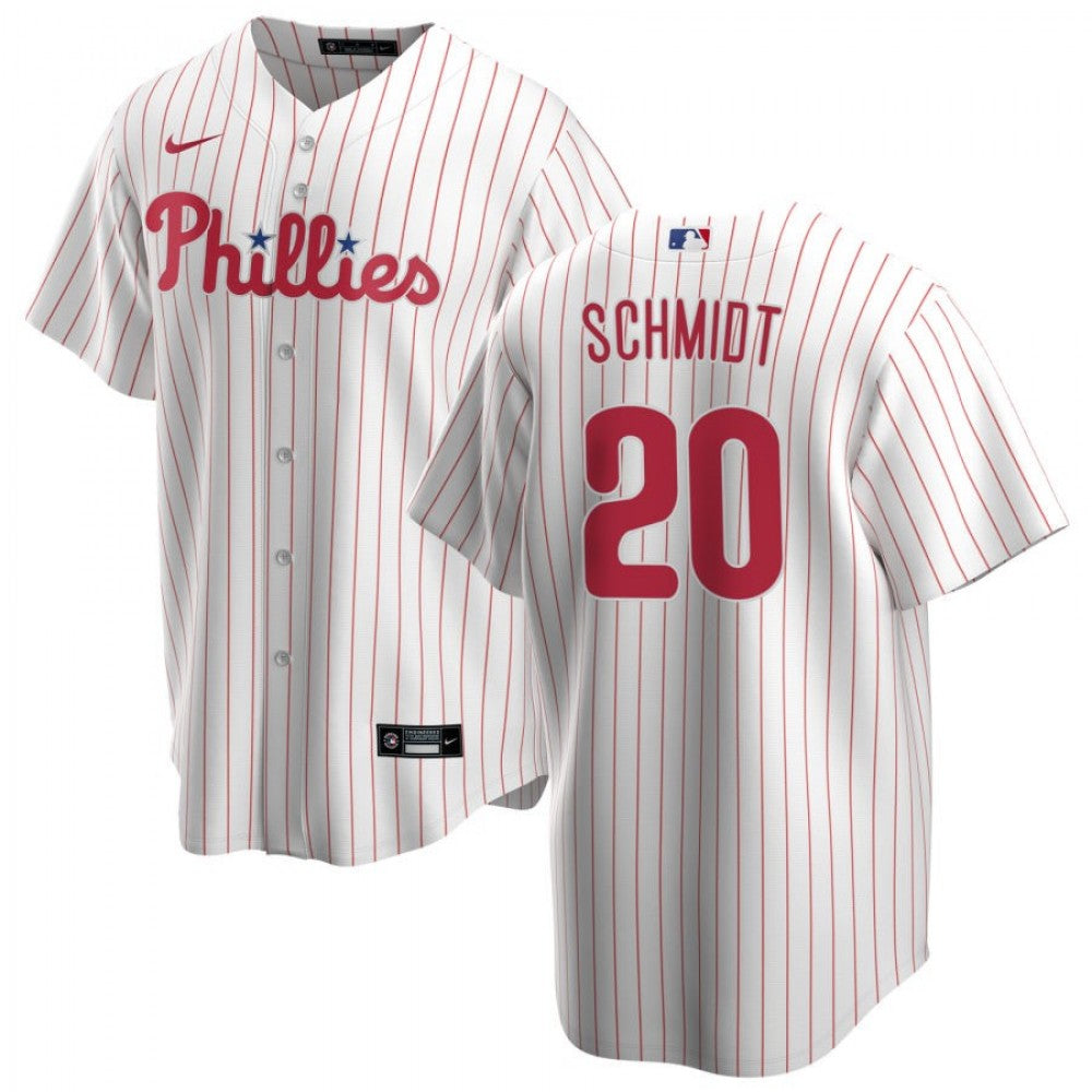 Men's Philadelphia Phillies Mike Schmidt #20 Nike White&amp;Red Home 2020 MLB Jersey