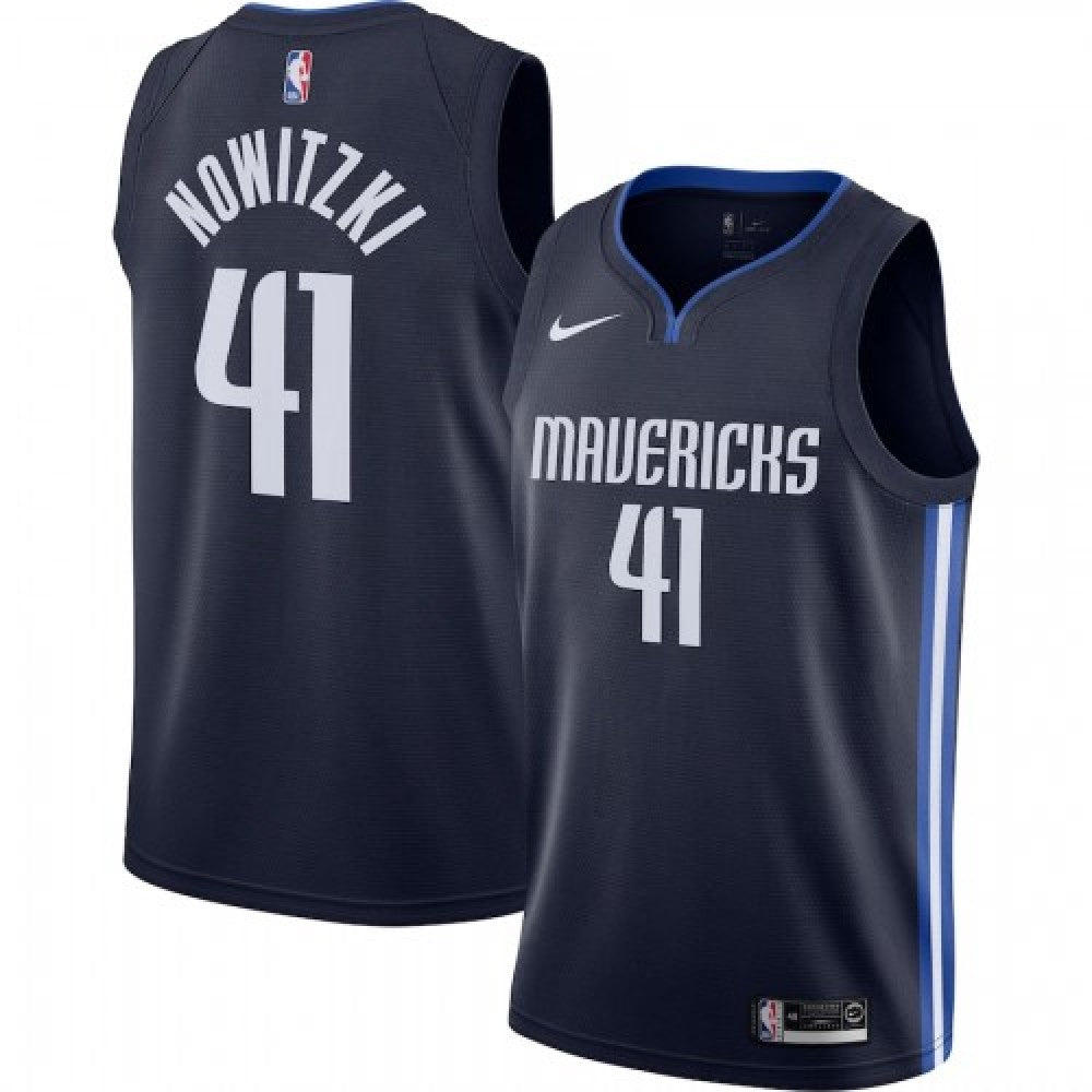 Men's Dallas Mavericks Dirk Nowitzki #41 Nike Navy Finished Swingman NBA Jersey - Statement Edition