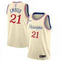 Men's Philadelphia 76ers Joel Embiid #21 Nike Cream 2019/20 Finished Swingman NBA Jersey - City Edition
