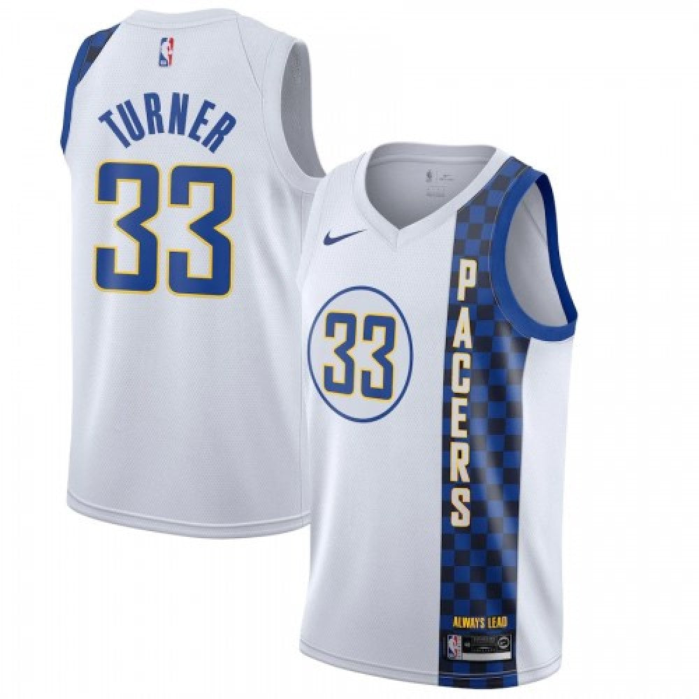 Men's Indiana Pacers Myles Turner #33 Nike White 2019/20 Finished Swingman NBA Jersey - City Edition
