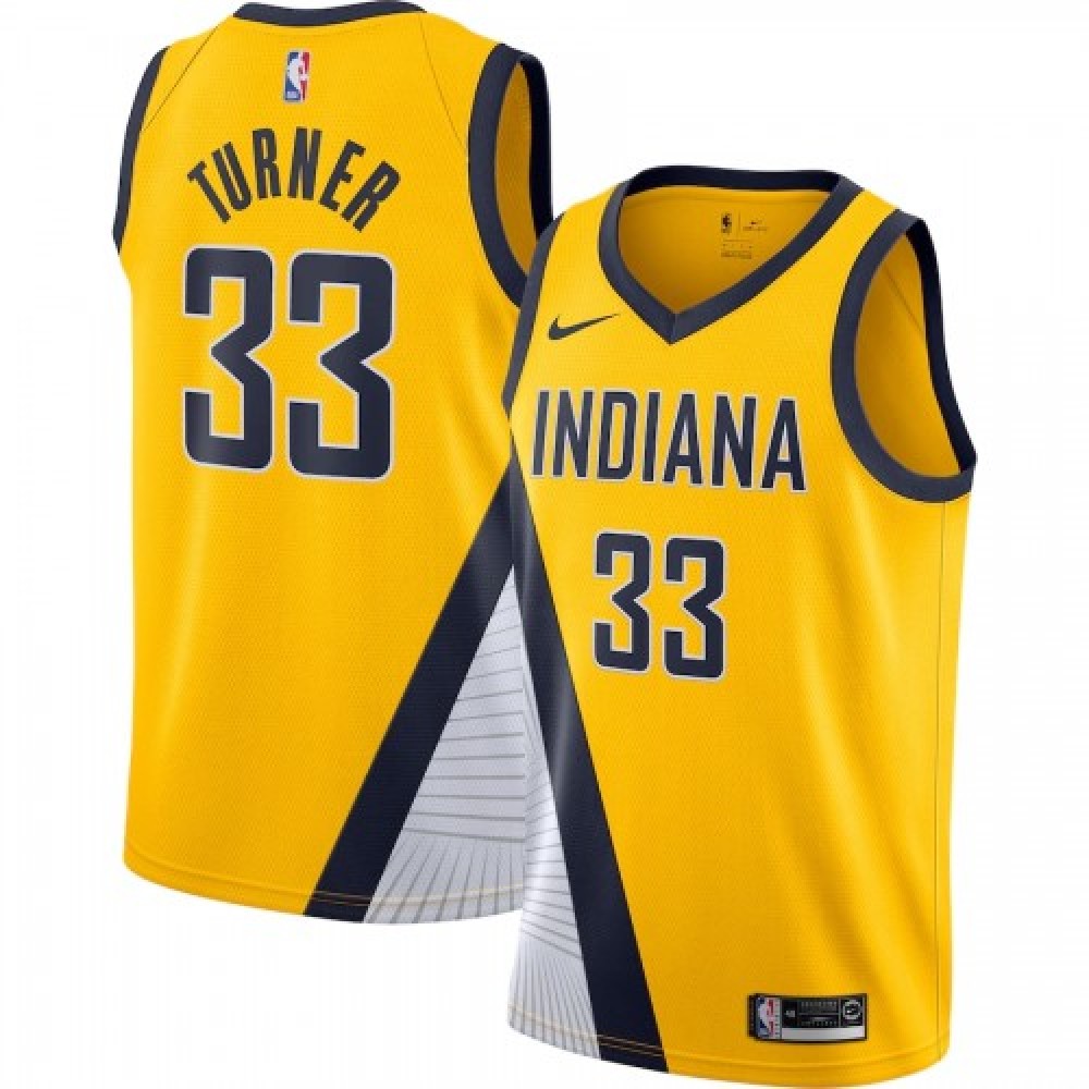 Men's Indiana Pacers Myles Turner #33 Nike Gold Finished Swingman NBA Jersey - Statement Edition