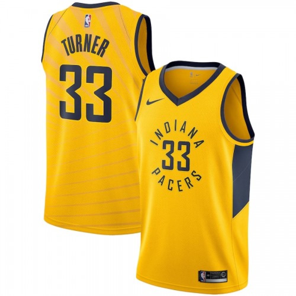 Men's Indiana Pacers Myles Turner #33 Nike Gold Replica Swingman NBA Jersey - Statement Edition