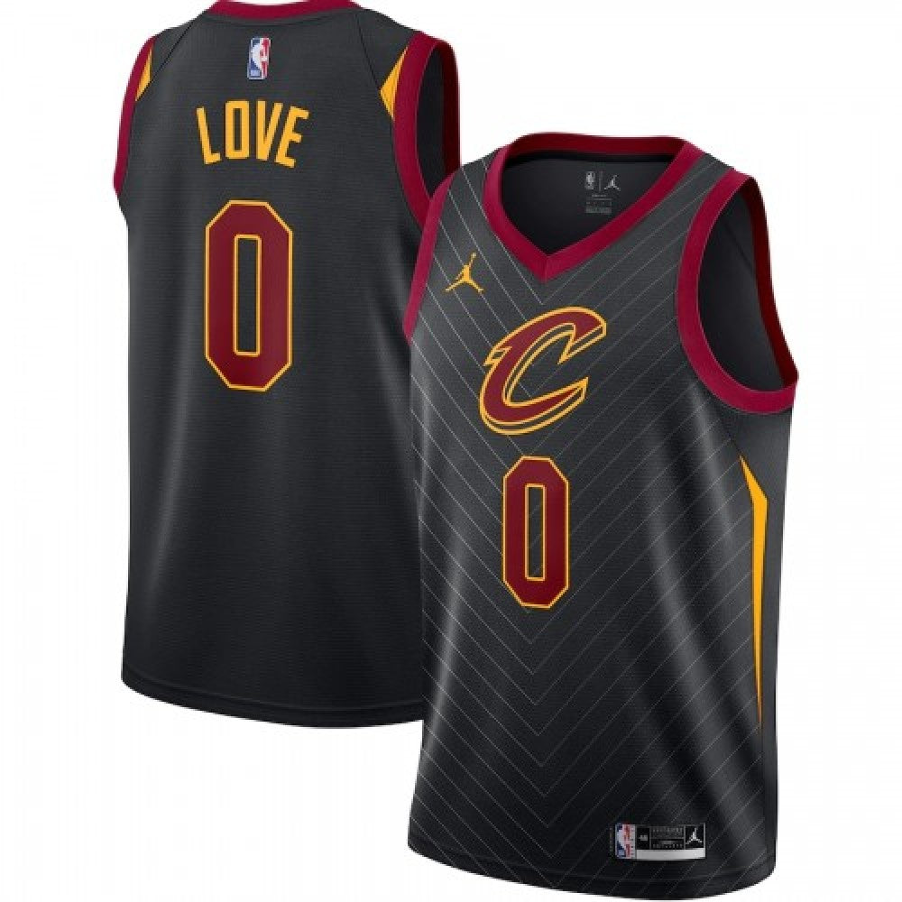 Men's Cleveland Cavaliers Kevin Love #0 Jordan Black 2020/21 Swingman NBA Jersey - Statement Edition