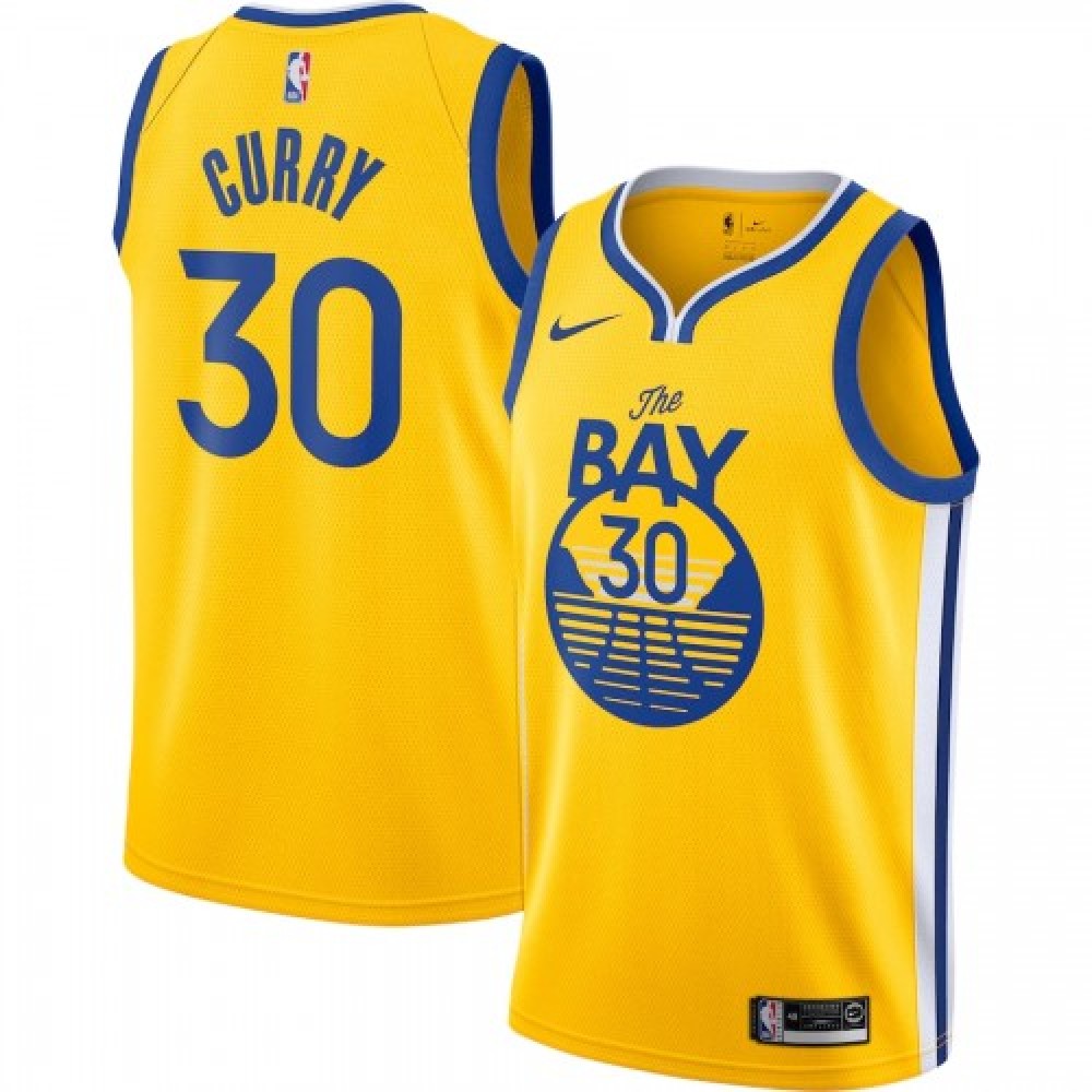 Men's Golden State Warriors Stephen Curry #30 Nike Gold Finished Swingman NBA Jersey - Statement Edition