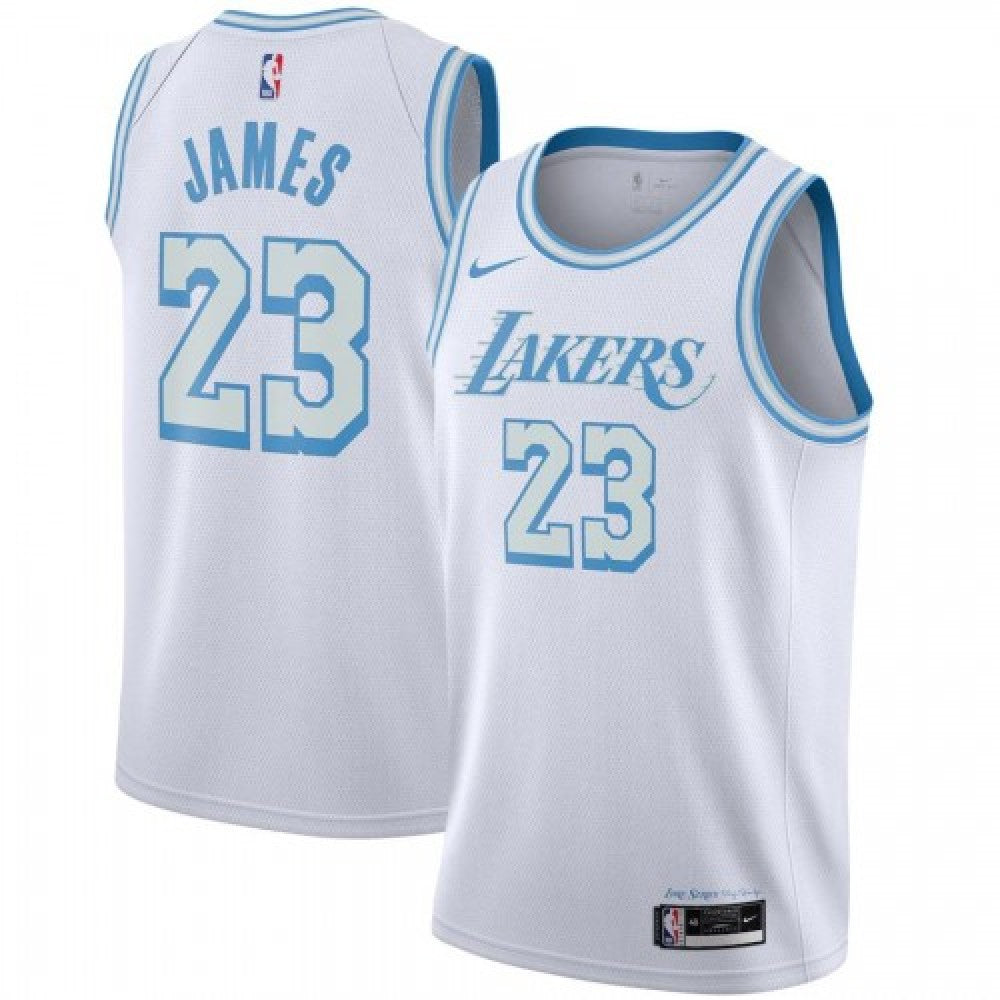 Men's Los Angeles Lakers LeBron James #23 Nike White 2020/21 Swingman NBA Jersey - City Edition