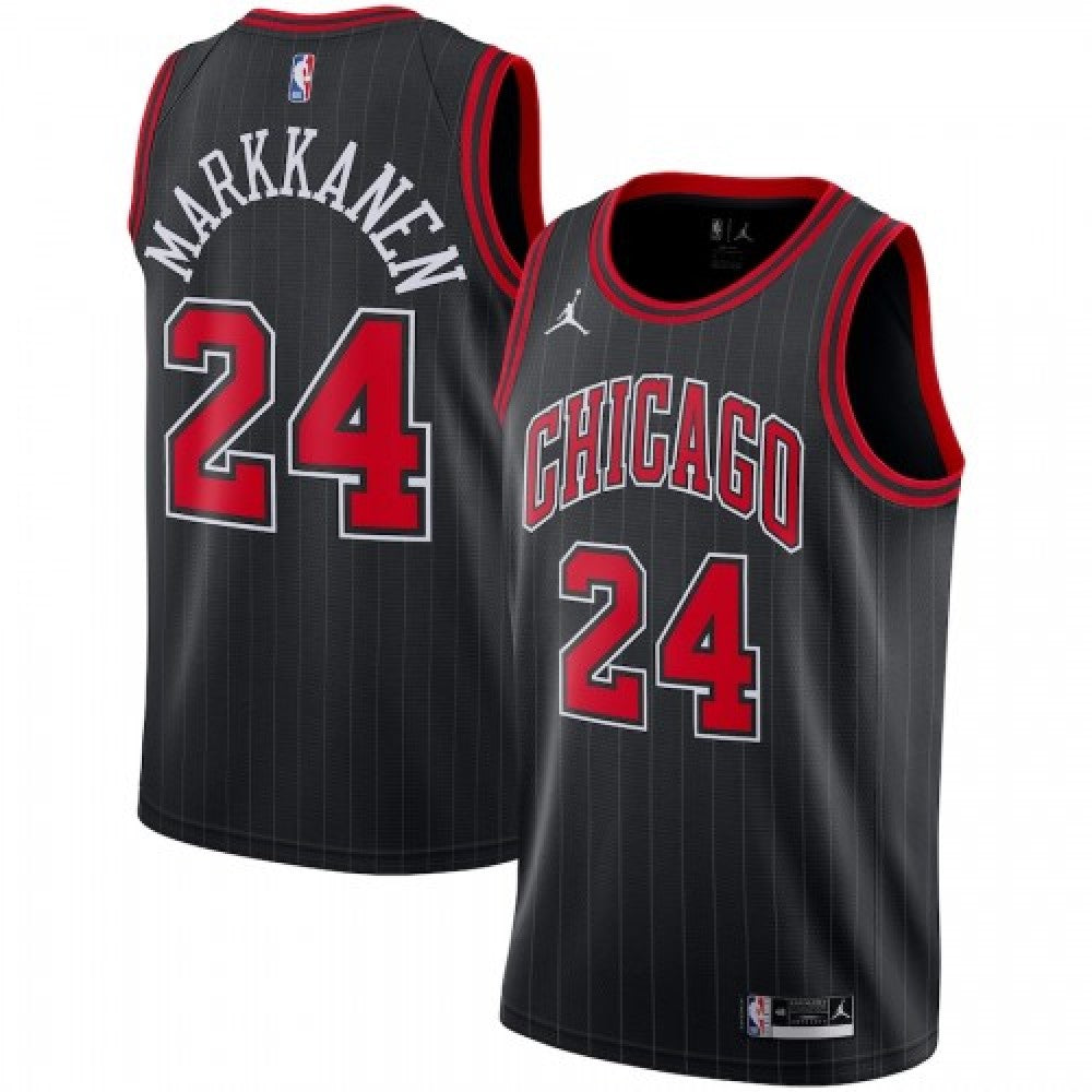 Men's Chicago Bulls Lauri Markkanen #24 Jordan Black 2020/21 Swingman NBA Jersey-Statement Edition