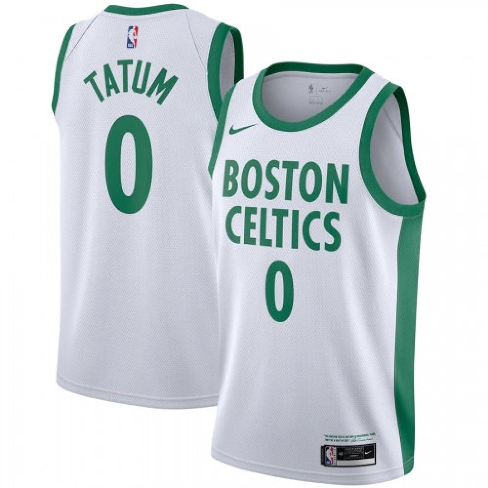 Men's Boston Celtics Jayson Tatum #0 Nike White 2020/21 Swingman Player NBA Jersey C City Edition