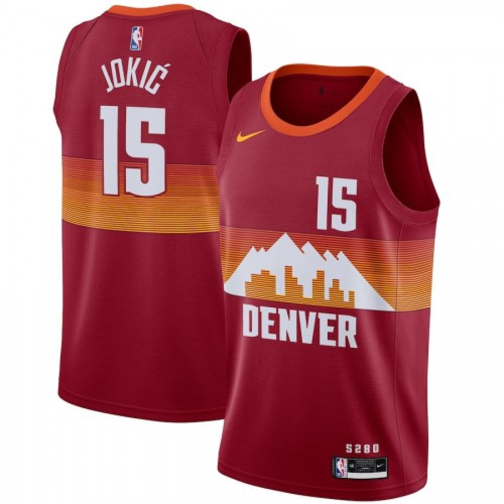 Men's Denver Nuggets Nikola Jokic #15 Nike Red 2020/21 Swingman Player NBA Jersey C City Edition