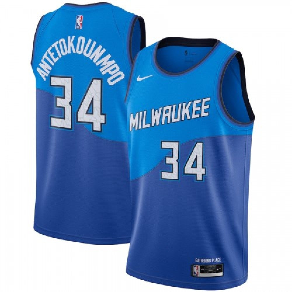 Men's Milwaukee Bucks Giannis Antetokounmpo #34 Nike Blue 2020/21 Swingman NBA JerseyCCity Edition