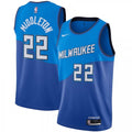 Men's Milwaukee Bucks Khris Middleton #22 Nike Blue 2020/21 Swingman Player NBA Jersey C City Edition