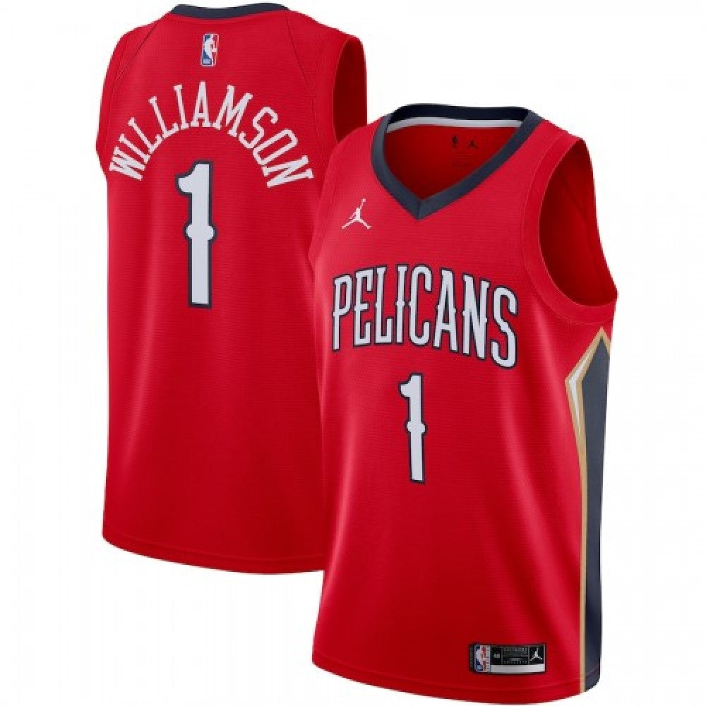 Men's New Orleans Pelicans Zion Williamson #1 Jordan Red 20/21 NBA Jersey-Statement Edition