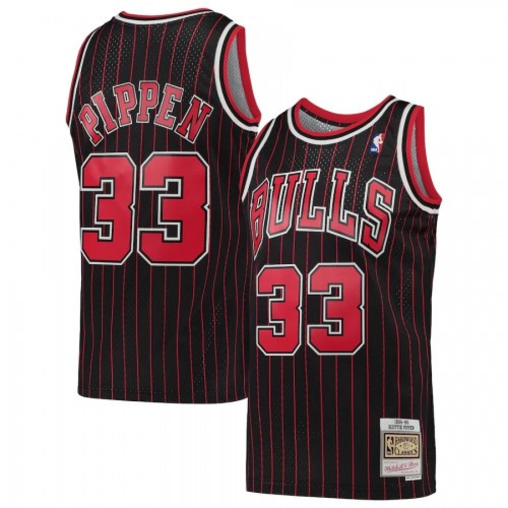 Men's Chicago Bulls Scottie Pippen #33 Throwback Black Hardwood Classics 95-96 Swingman NBA Jersey