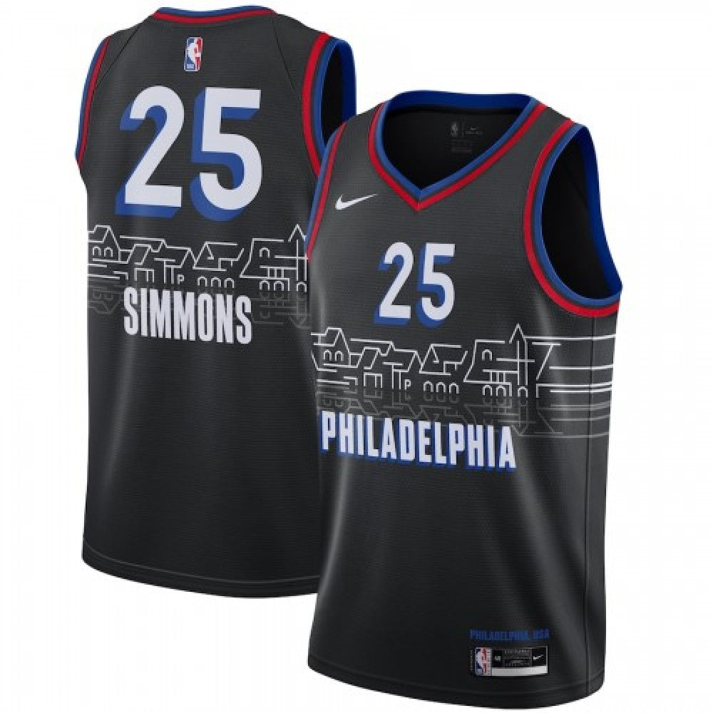 Men's Philadelphia 76ers Ben Simmons #25 Nike Black 2020/21 Swingman Player NBA JerseyCCity Edition