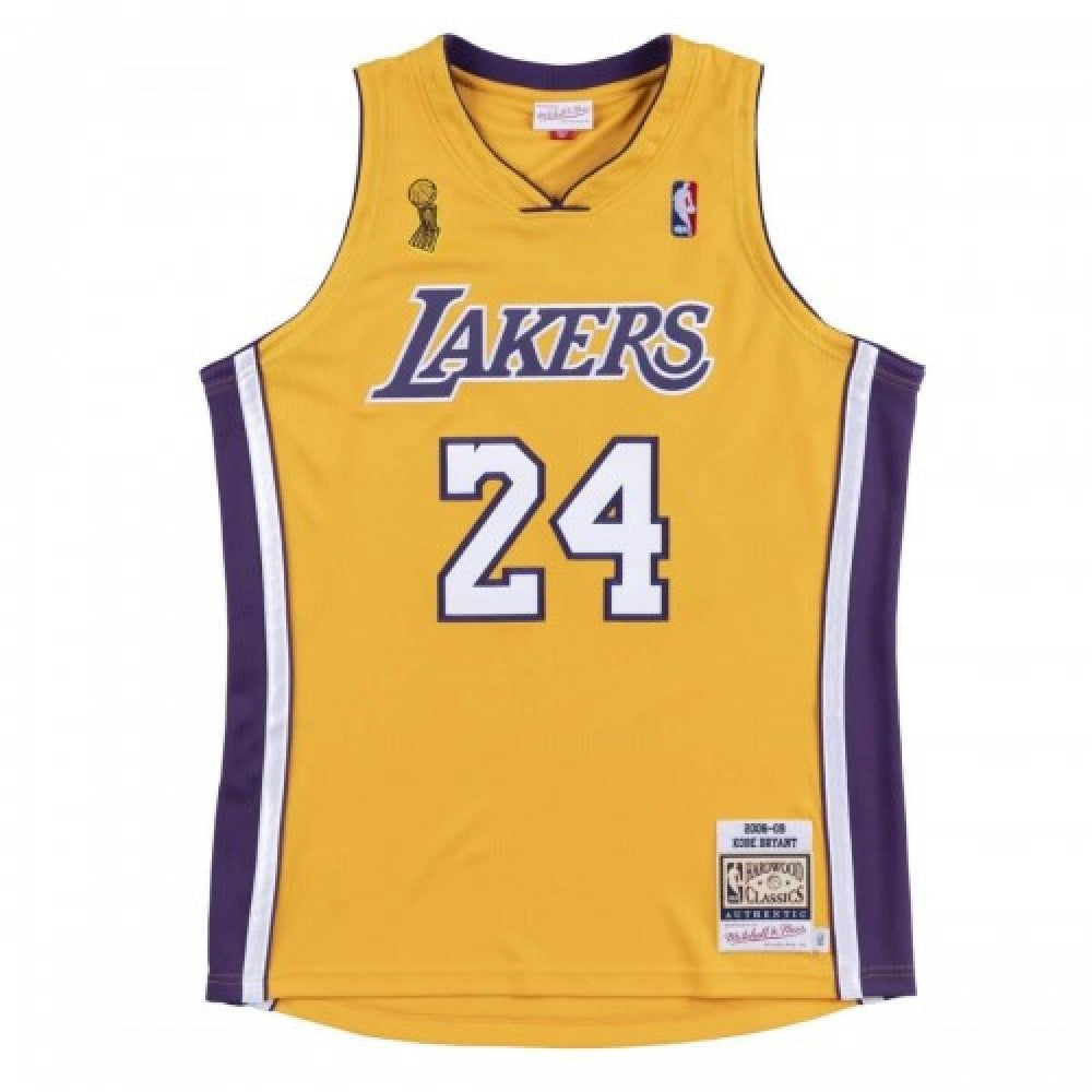 Men's Los Angeles Lakers Finals Kobe Bryant #24 Yellow 08-09 Hardwood Classics NBA Jersey