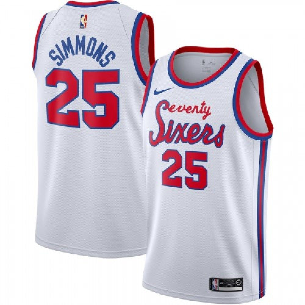 Men's Philadelphia 76ers Ben Simmons #25 White Hardwood Classics Finished Swingman NBA Jersey
