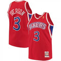 Men's Philadelphia 76ers Allen Iverson #3 Throwback Red Hardwood Classics NBA Jersey