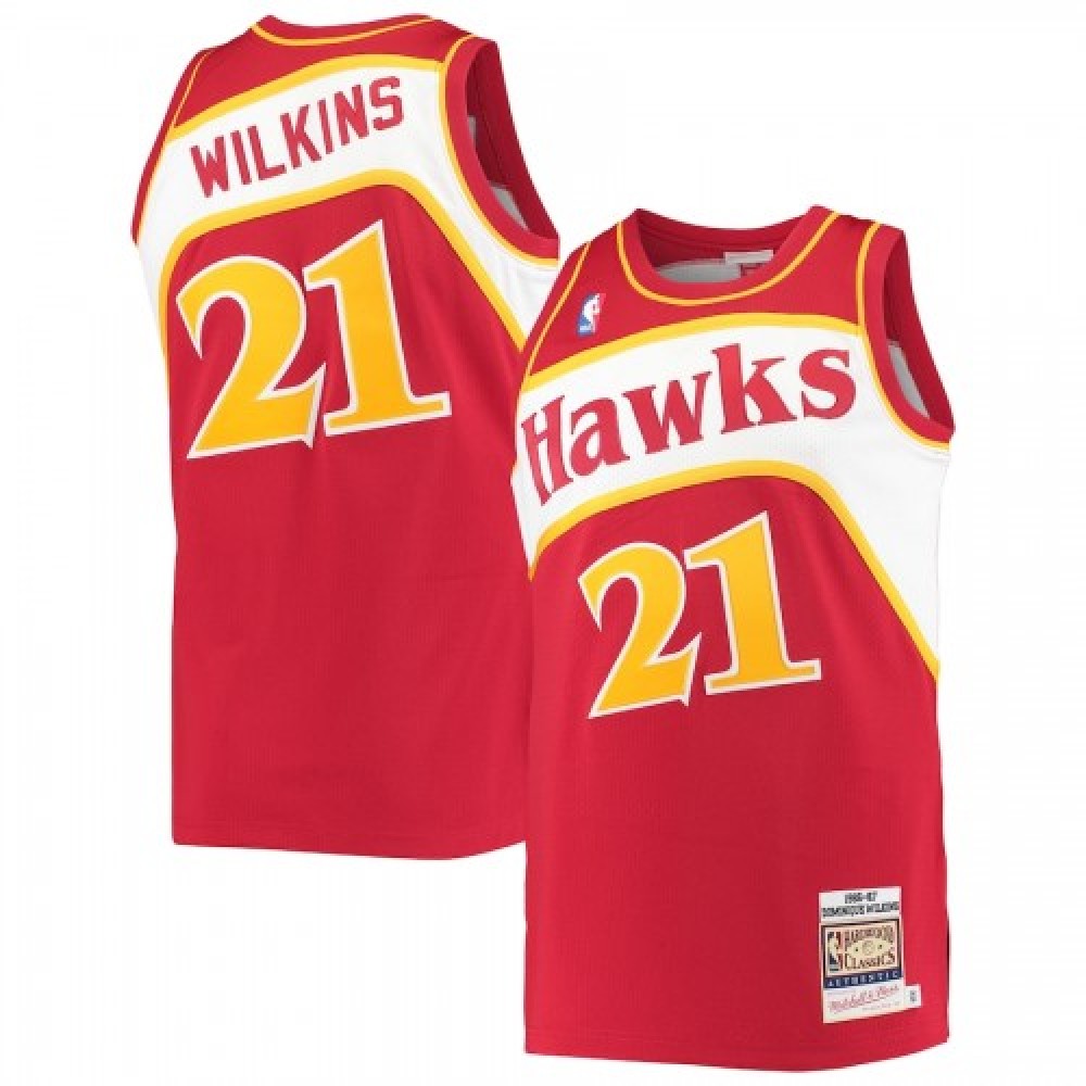 Men's Atlanta Hawks Dominique Wilkins #21 Throwback Mitchell &amp; Ness Red 86-87 Hardwood Classics Player NBA Jersey