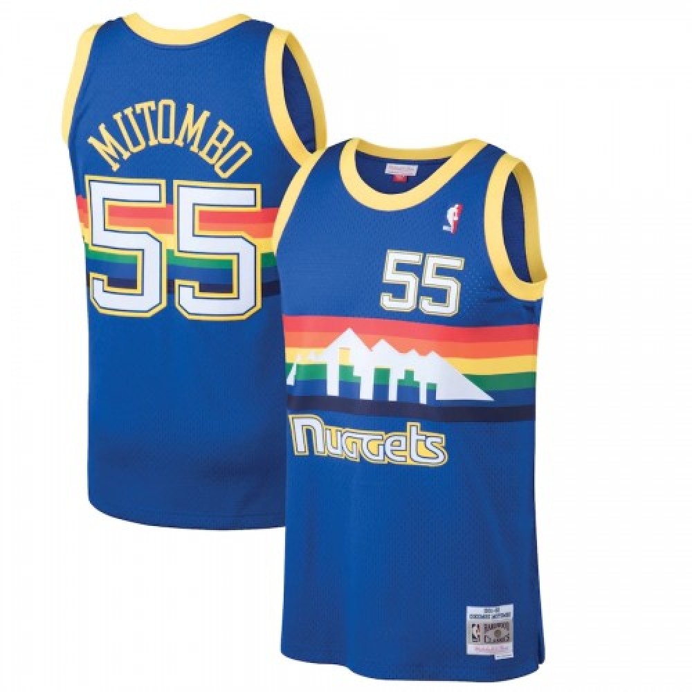 Men's Denver Nuggets Dikembe Mutombo #55 Blue 91-92 Hardwood Classics Swingman NBA Jersey