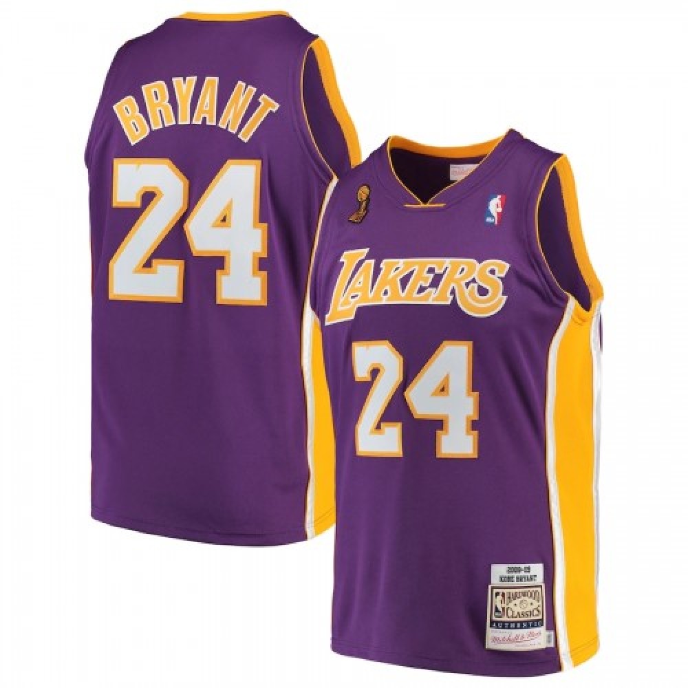 Men's Los Angeles Lakers Road Final Kobe Bryant #24 Throwback Purple 08-09 Hardwood NBA Jersey