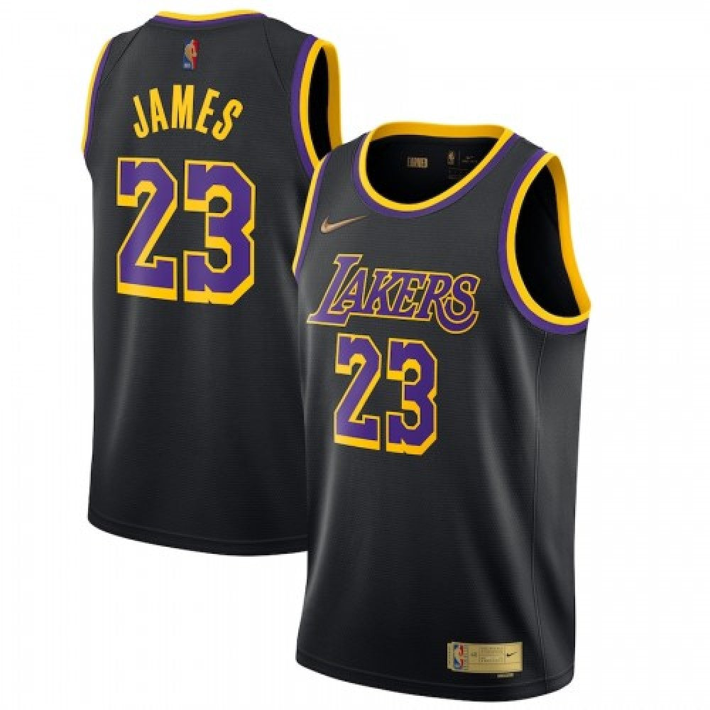 Men's Los Angeles Lakers LeBron James #23 Nike Black 2020/21 Swingman Player NBA Jersey C Earned Edition