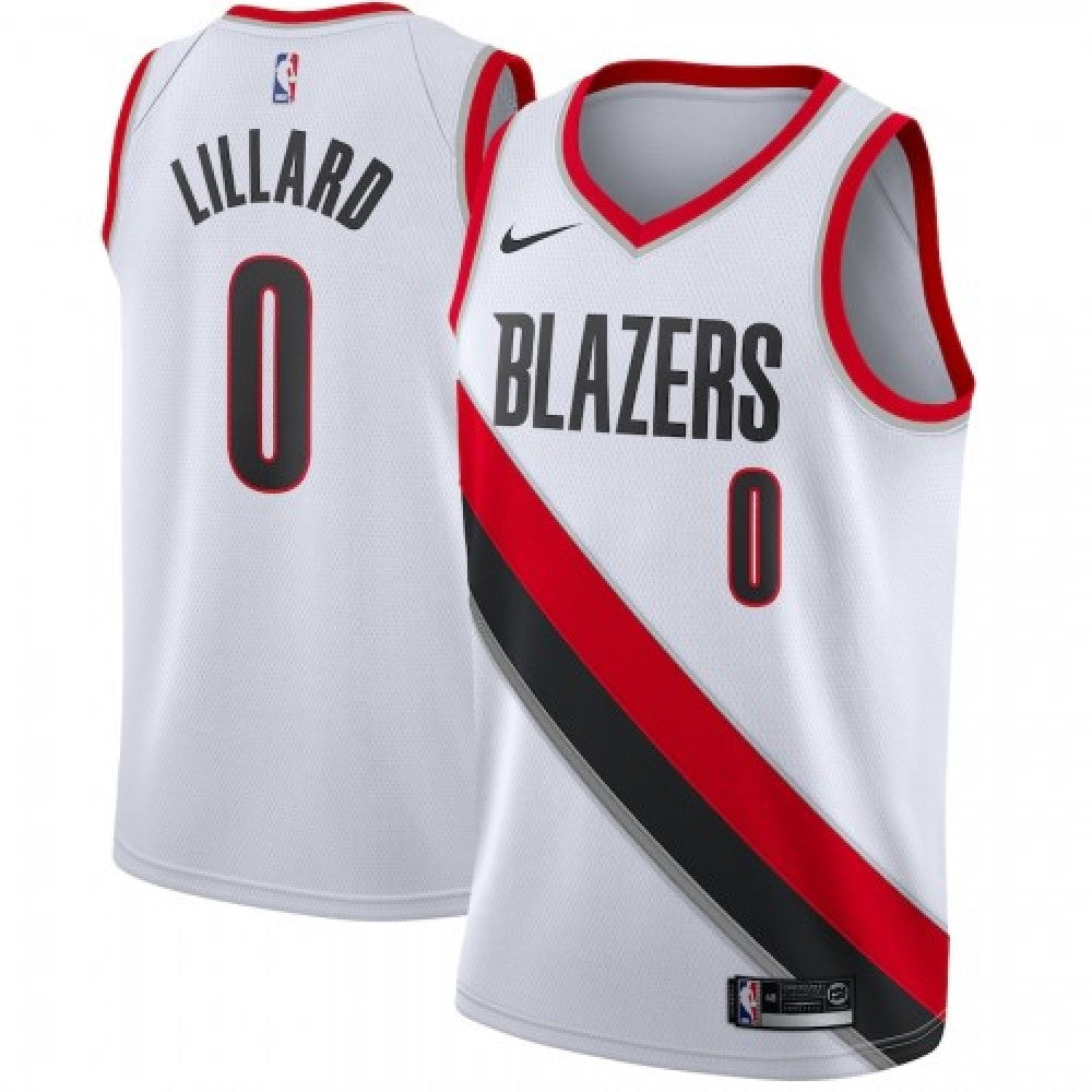 Men's Portland Trail Blazers Damian Lillard #0 Nike White Swingman NBA Jersey - Association Edition