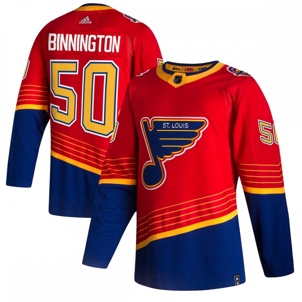 Jordan Binnington St. Louis Blues adidas 2020/21 Reverse Retro Authentic Player NHL Jersey - Red