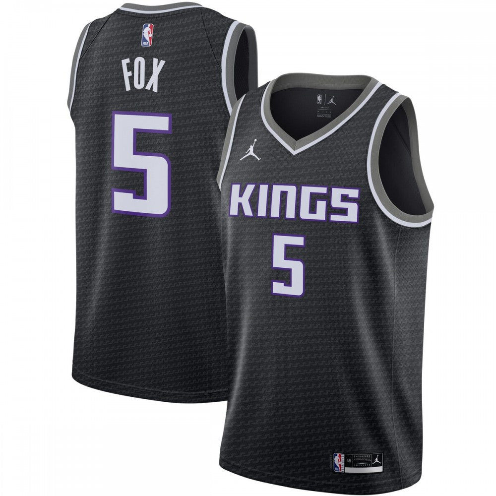 De'Aaron Fox Sacramento Kings Jordan Brand Logo 2020/21 Swingman NBA Jersey - Statement Edition - Black
