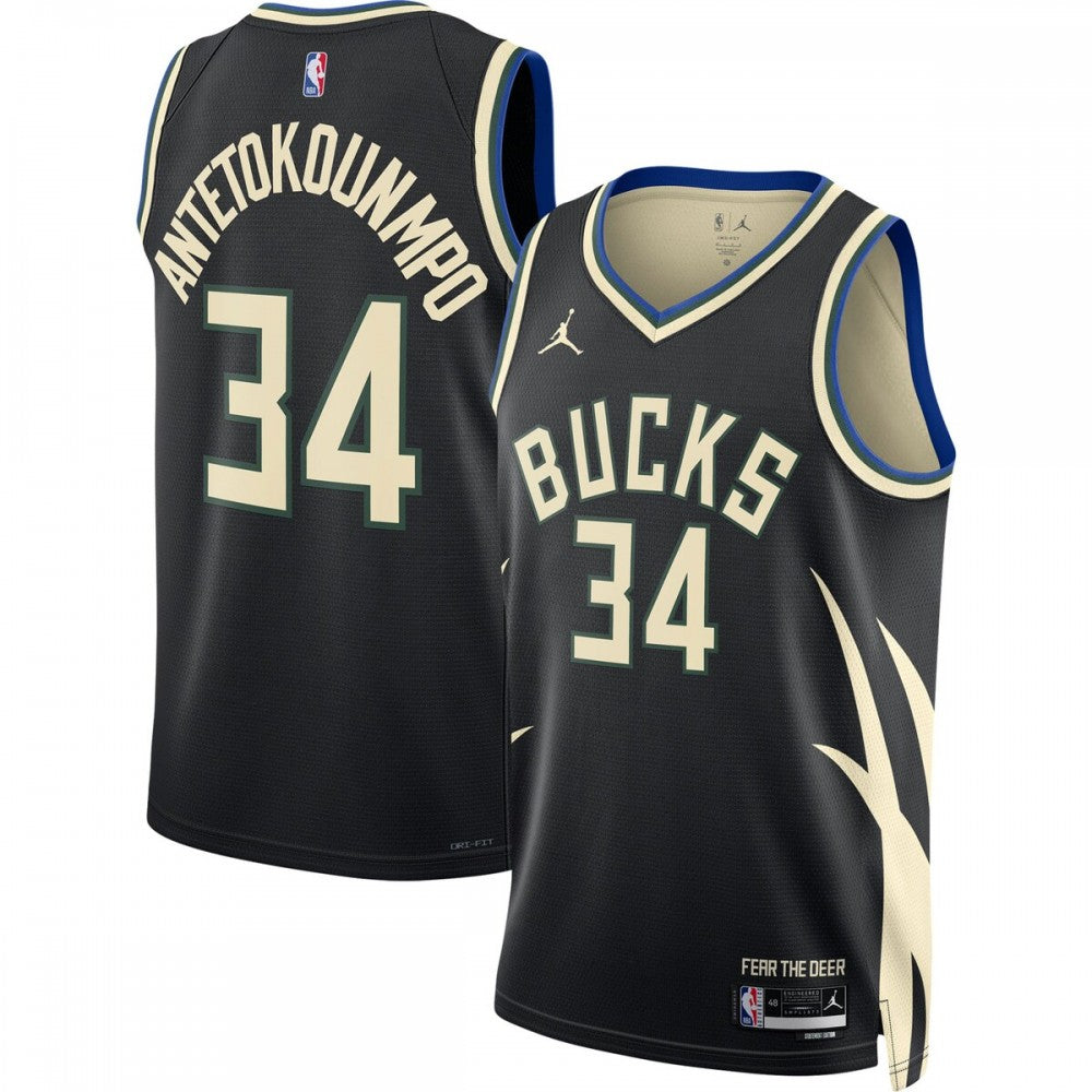 Giannis Antetokounmpo Milwaukee Bucks Jordan Brand 2022/23 Statement Edition Swingman NBA Jersey - Black