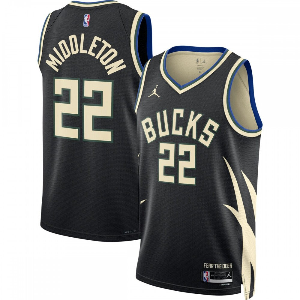 Khris Middleton Milwaukee Bucks Jordan Brand 2022/23 Statement Edition Swingman NBA Jersey - Black