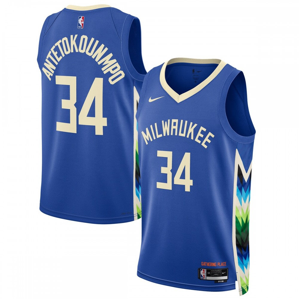 Giannis Antetokounmpo Milwaukee Bucks Nike Unisex 2022/23 Swingman NBA Jersey - City Edition - Royal
