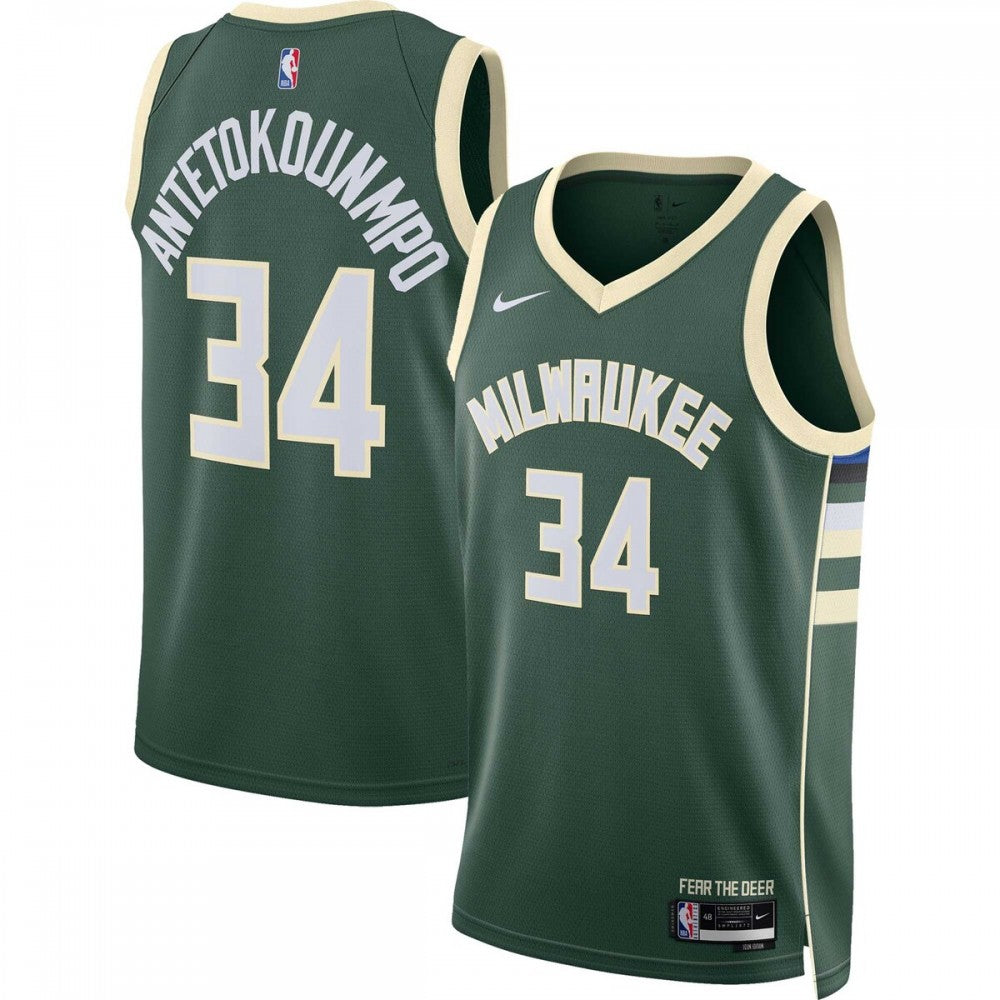 Giannis Antetokounmpo Milwaukee Bucks Nike Unisex 2022/23 Swingman NBA Jersey - Icon Edition - Hunter Green