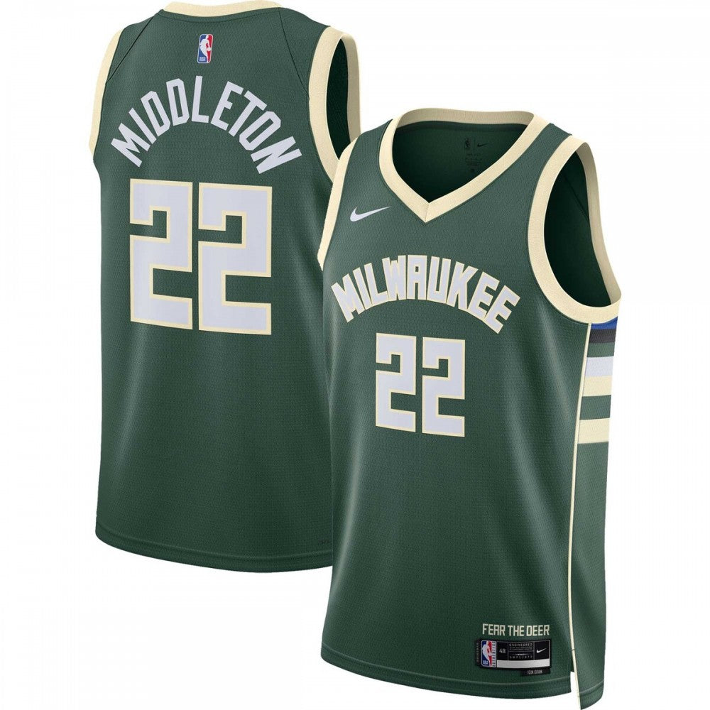 Khris Middleton Milwaukee Bucks Nike Unisex 2022/23 Swingman NBA Jersey - Icon Edition - Hunter Green
