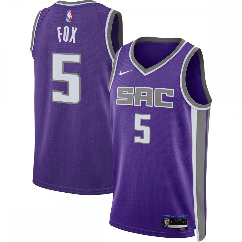De'Aaron Fox Sacramento Kings Nike Unisex 2022/23 Swingman NBA Jersey - Icon Edition - Purple