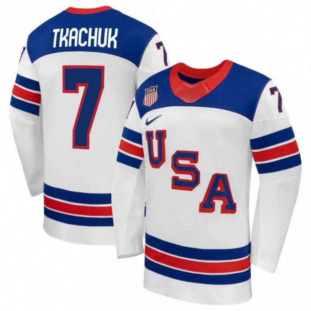Brady Tkachuk USA Hockey Olympic Nike 2026 White Away Replica NHL Jersey
