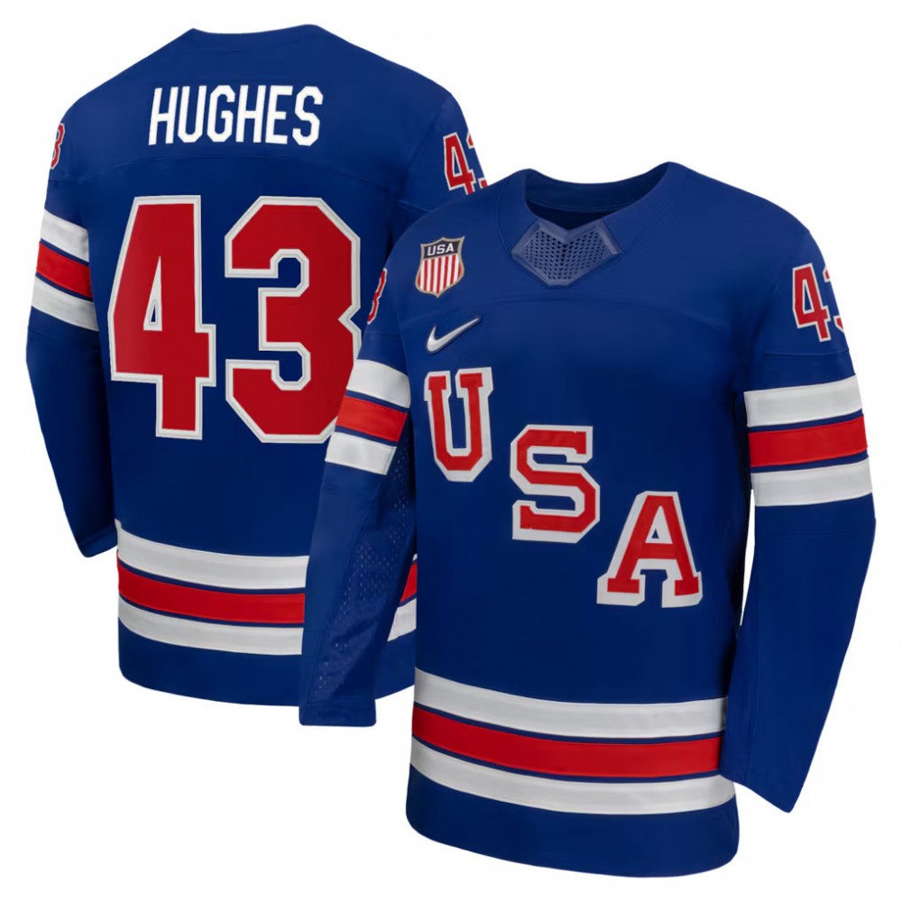 Quinn Hughes USA Hockey Olympic Nike 2026 Royal Home Replica NHL Jersey