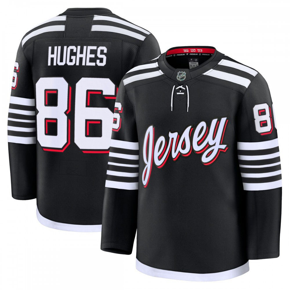 Jack Hughes New NHL Jersey Devils Alternate Premium NHL Jersey - Black