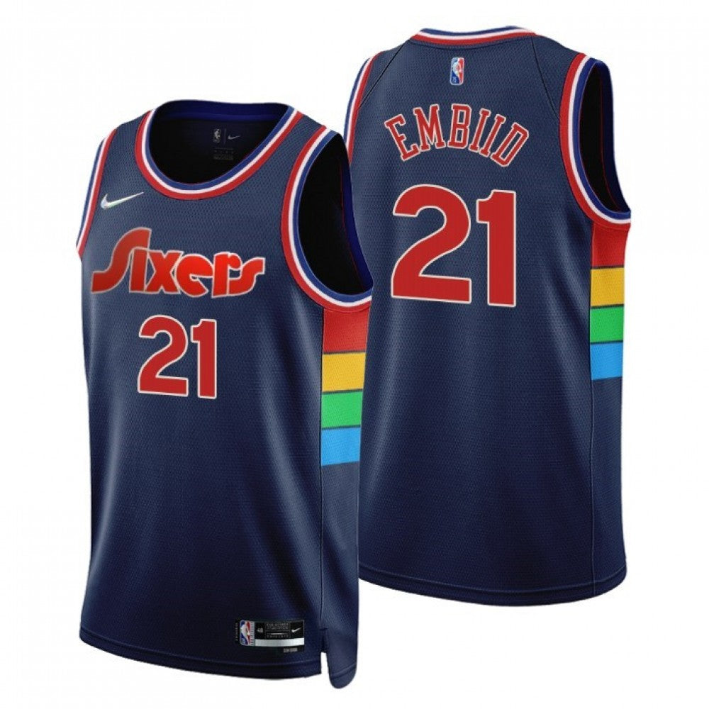 Men's Philadelphia 76ers Joel Embiid #21 Nike Navy 2021/22 Swingman NBA NBA Jersey - City Edition
