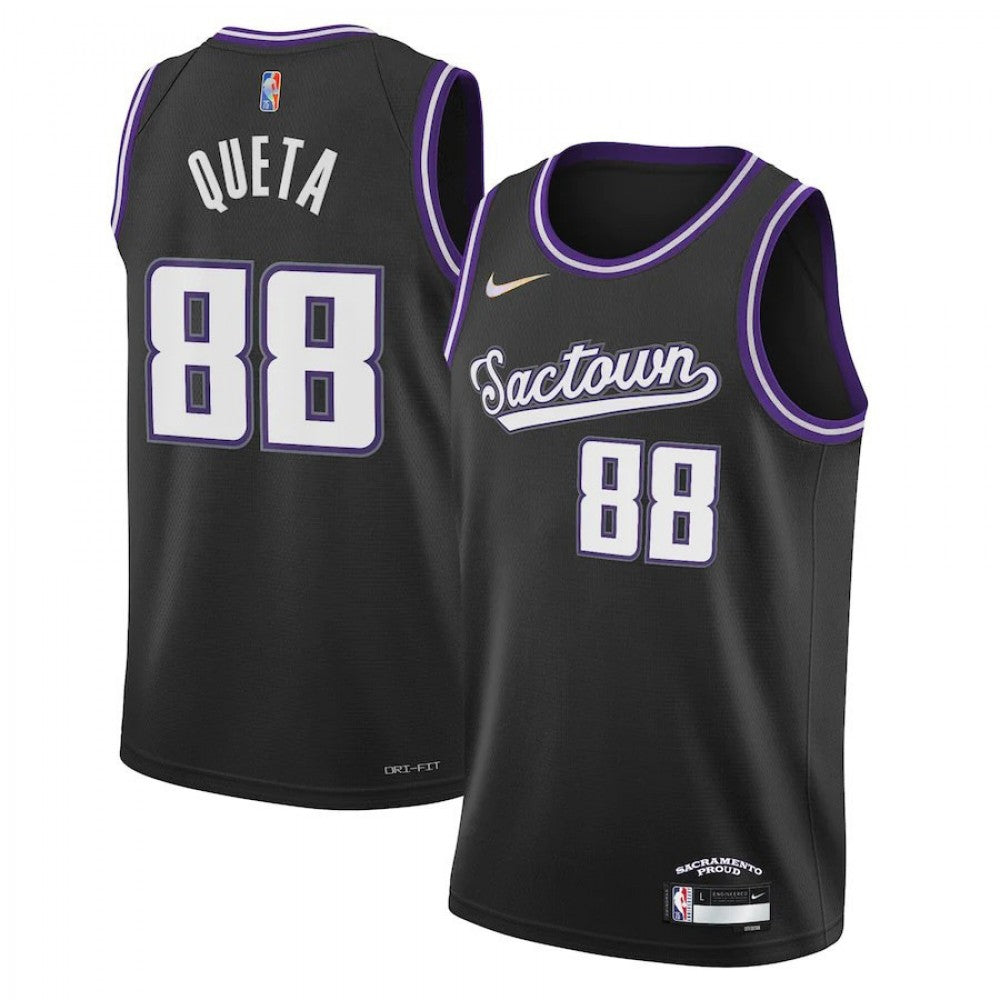 Men's Sacramento Kings Neemias Queta #88 Nike Black 2021/22 Swingman NBA NBA Jersey - City Edition