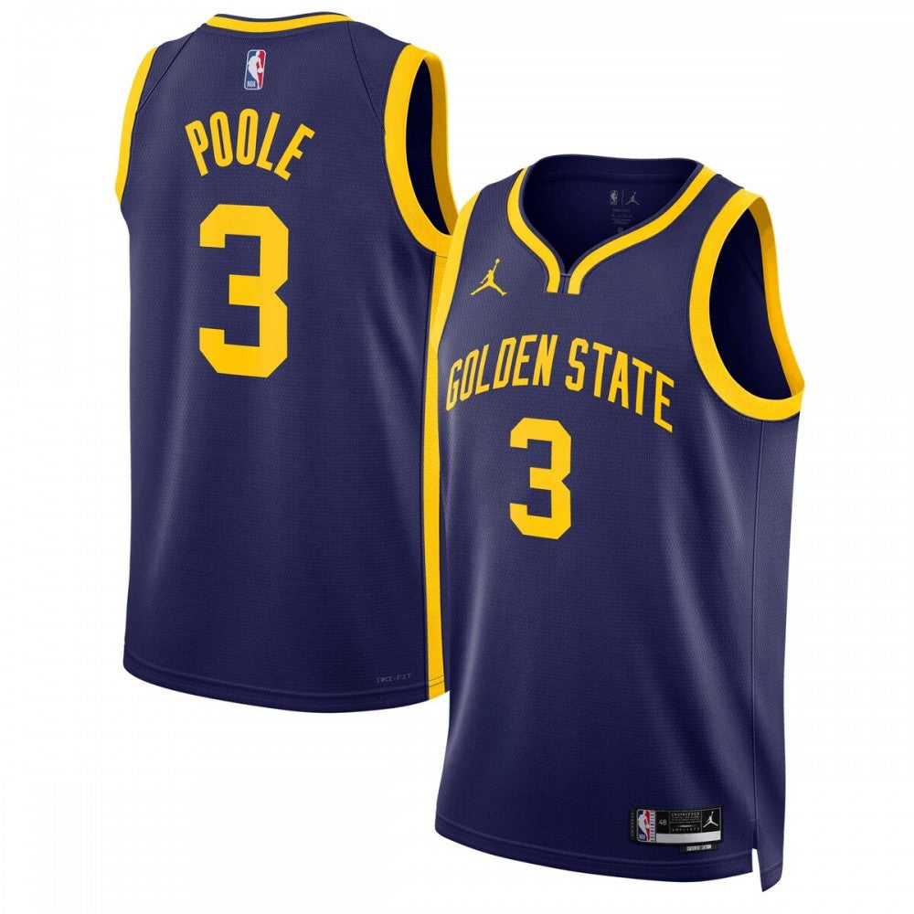 Jordan Poole Golden State Warriors Jordan Brand 2022/23 Statement Edition Swingman NBA Jersey - Navy