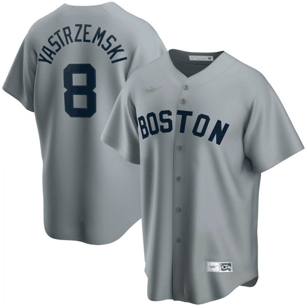 Men's Boston Red Sox Carl Yastrzemski #8 Nike Gray Road Cooperstown Collection Player MLB Jersey